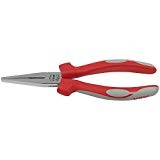 VBW 518005 Chromed Flat Nose Plier with Long Jaws, Red/Grey