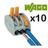 10 x Wago Connector 3 conductors with Betaetigungshebel 0, 8-2,5 MM ²