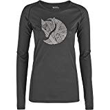 Fjällräven Abisko Trail Camiseta de Printed Long Sleeve Women – Camiseta para mujer, color gris oscuro, tamaño extra-large