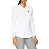Nike Women's Court Pure Half Zip Long Sleeve Top, White (White/Black), M