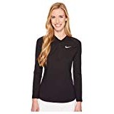 Nike Women Court Pure Half-Zip Long sleeves Tennis Top, Black/White, X-Small