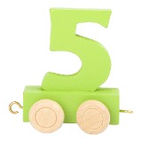 Vagónek dřevěné vláčkodráhy - barevné číslice - číslo 5
