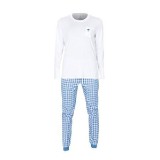 Dámské pyžamo Tufte White/Light Blue Checkers BÍLÁ / MODRÁ